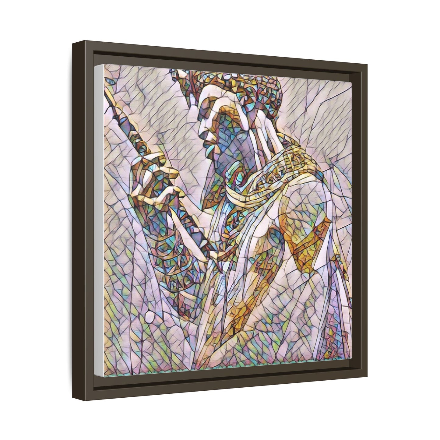 Egyptian Pharaoh Stained Glass Art — Framed Matte Canvas