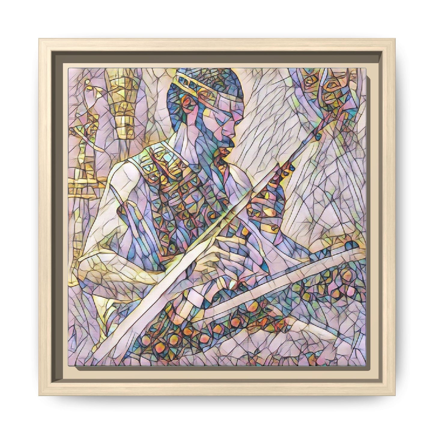 Framed Matte Canvas — Abstract Musician Stained-Glass Art Print