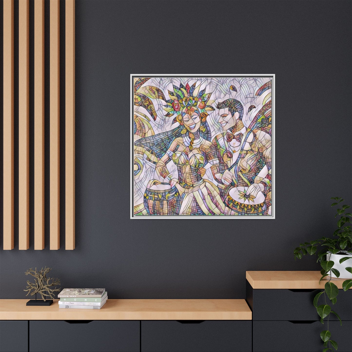 Carnival Samba Dancers Framed Canvas Art — Colorful Brazilian Festival Wall Decor