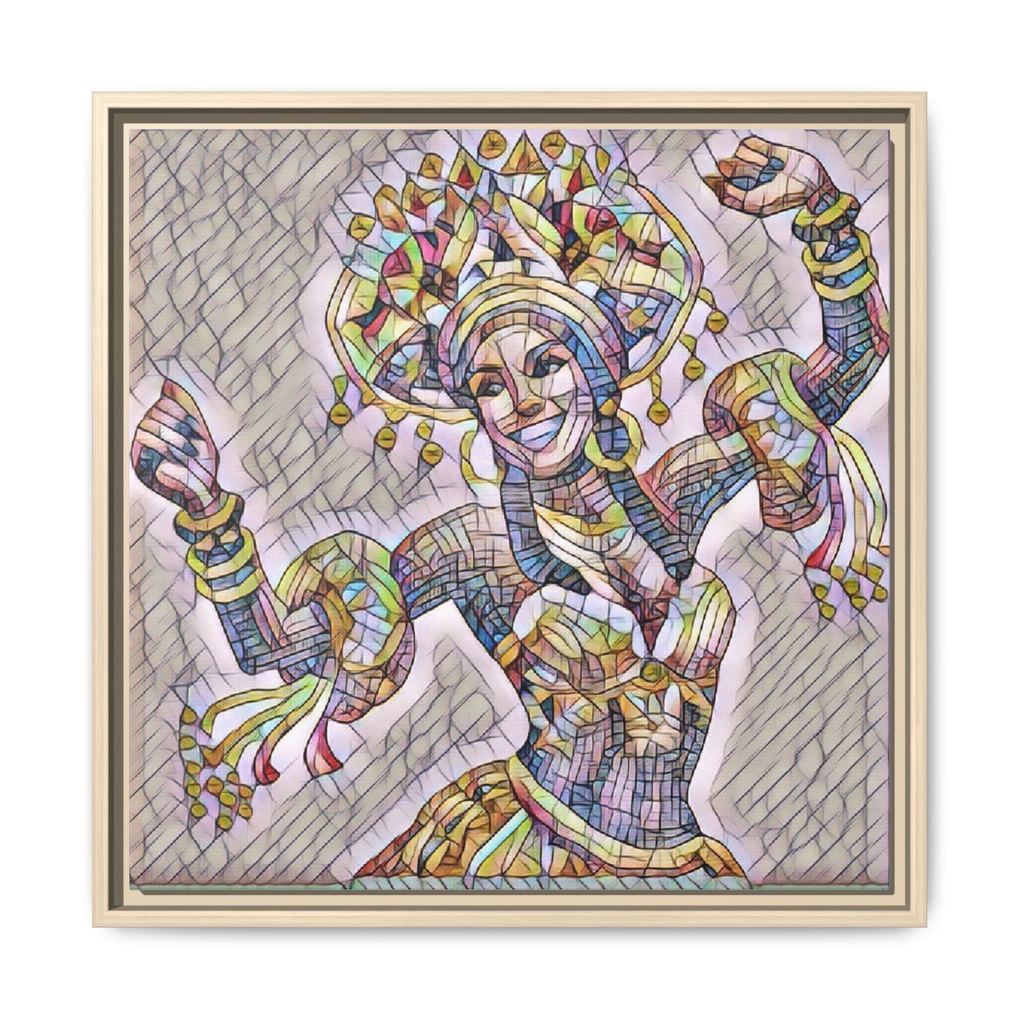 Framed Matte Canvas: Colorful Carnival Dancer Artwork – Vibrant Ethnic Dance Wall Art
