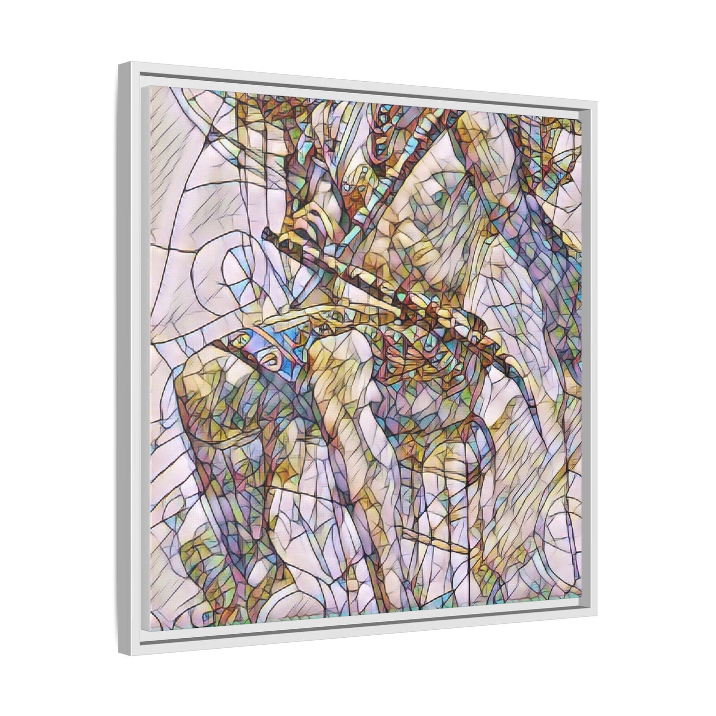 Framed Abstract Musician Canvas Art — Multi‑Color Jazz Saxophone Print