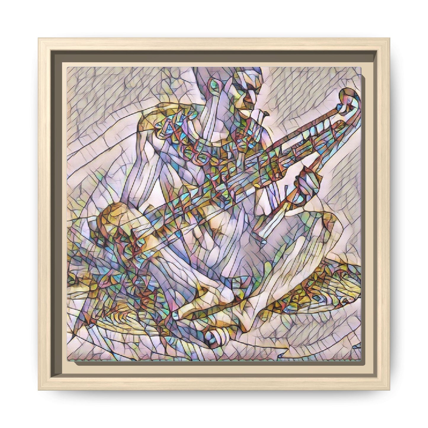 Framed Abstract Musician Canvas Art — Multicolor Modern Wall Decor