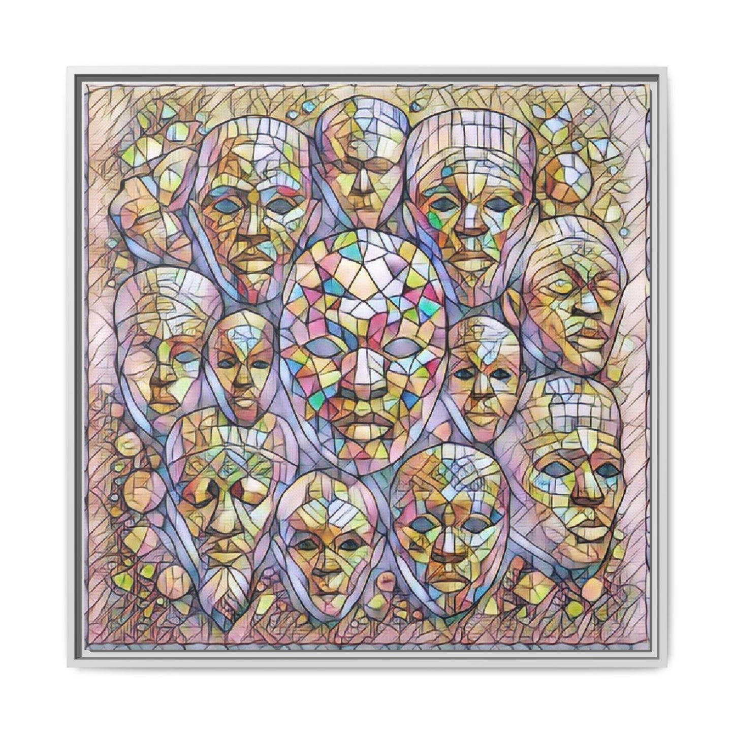 Framed Art Print — Mosaic Faces Matte Canvas