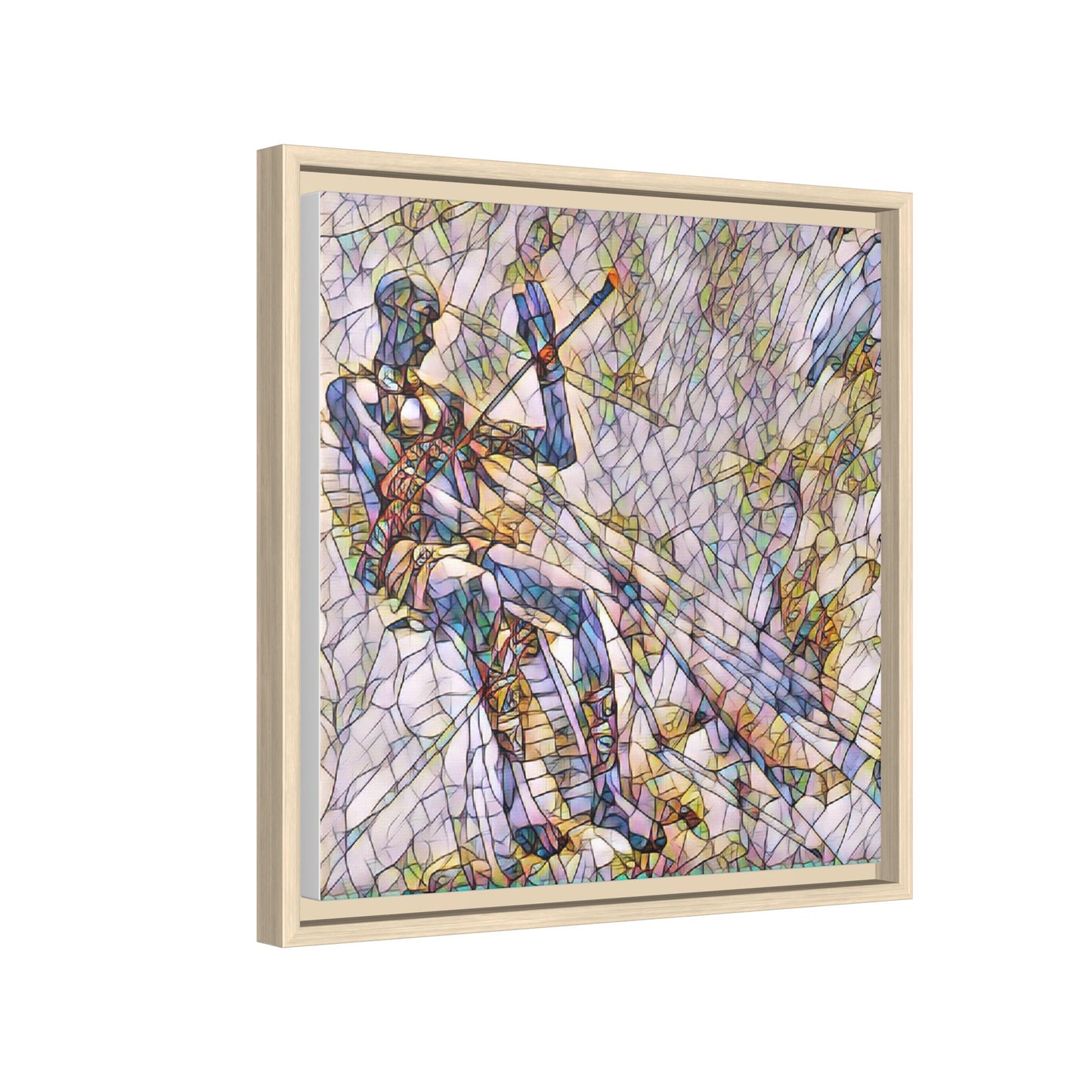Abstract Stained-Glass Warrior Framed Canvas