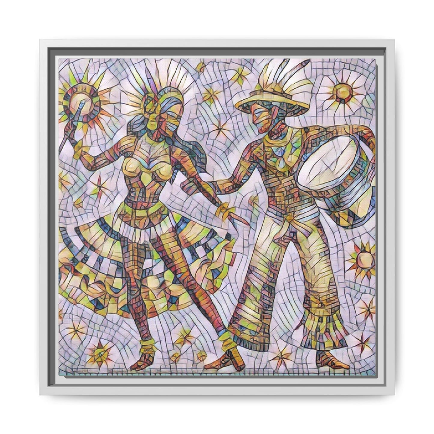 Carnival Dancers Framed Canvas Art – Colorful Samba Couple Print