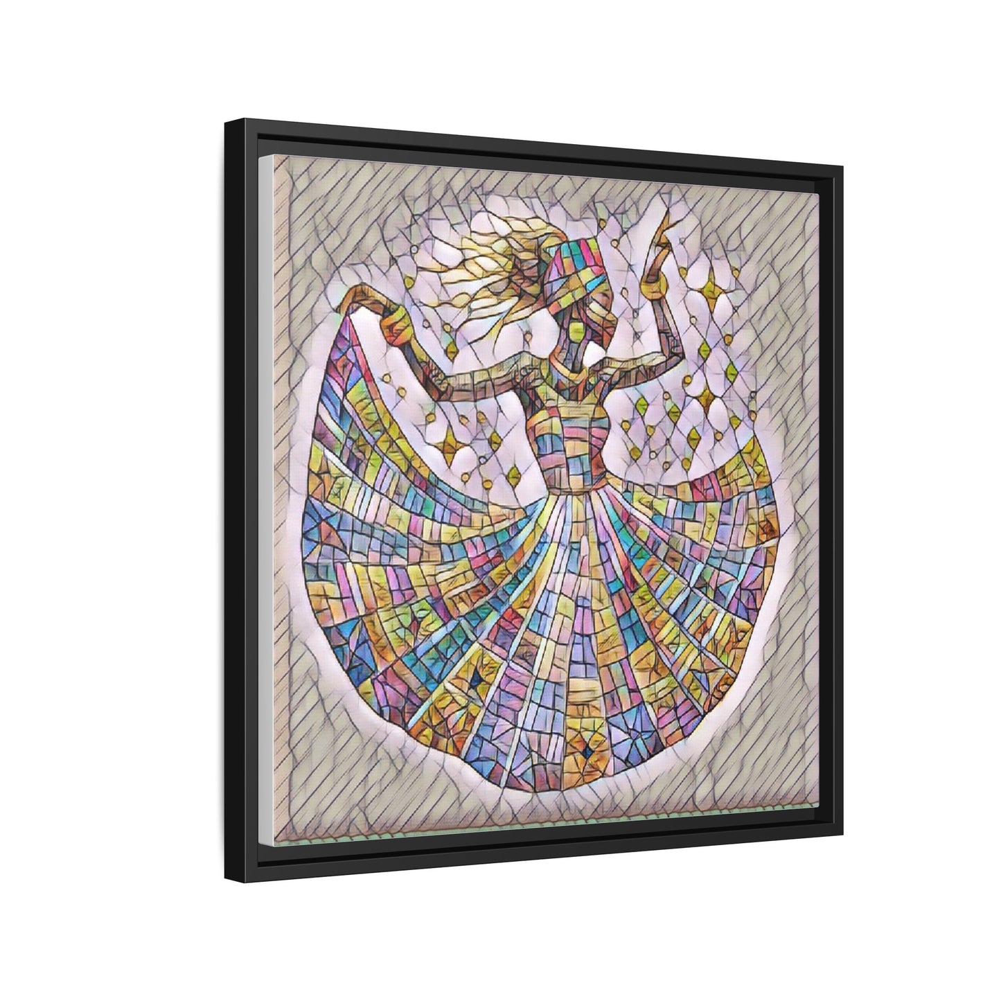 Colorful Mosaic Dance Framed Canvas Art