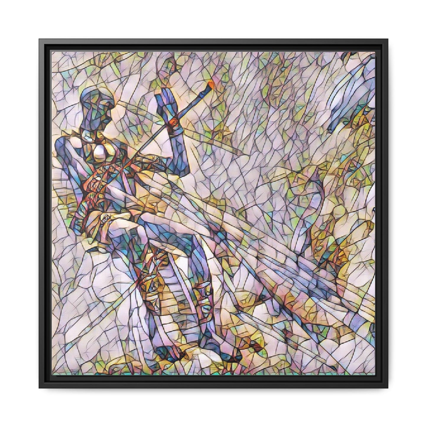Abstract Stained-Glass Warrior Framed Canvas
