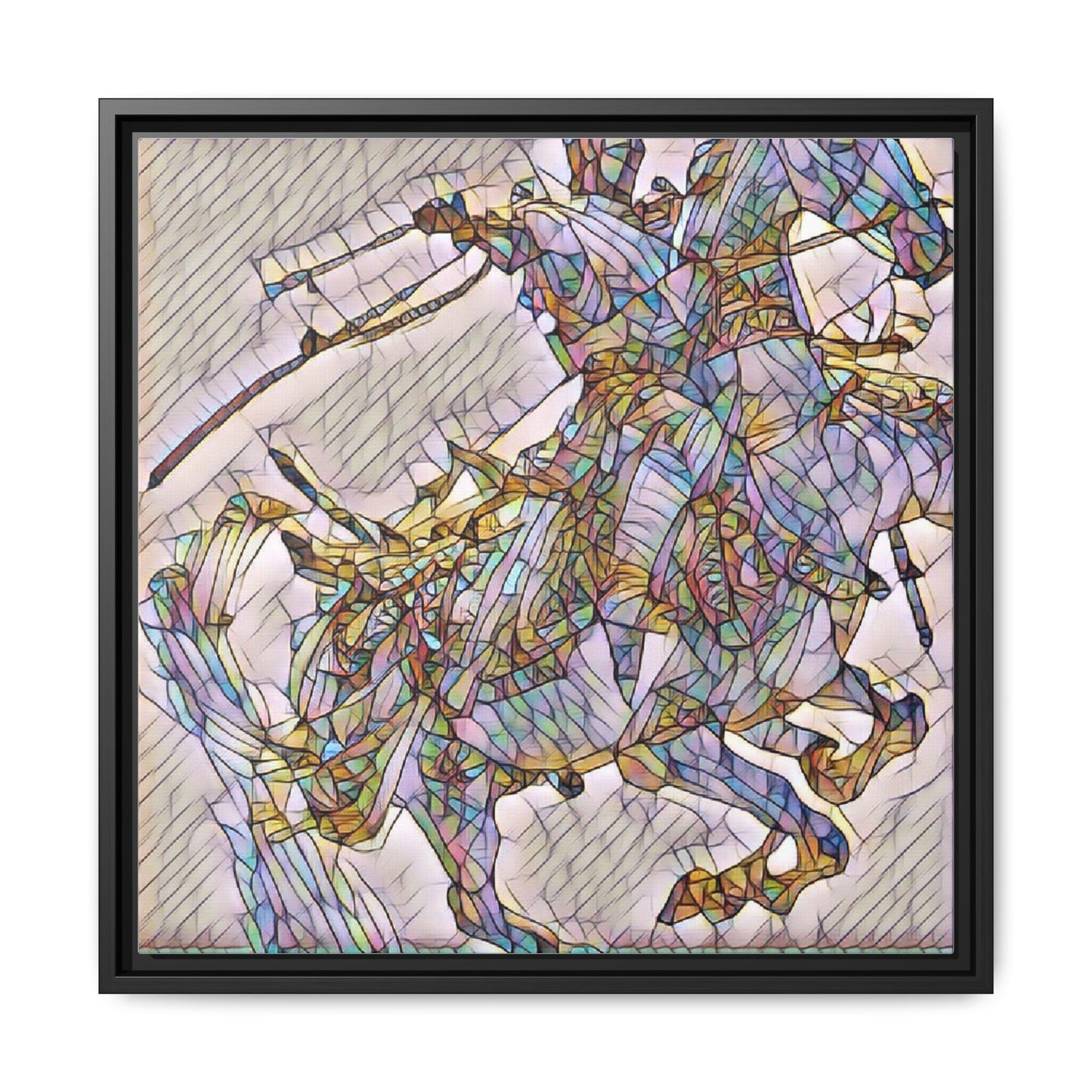 Framed Abstract Stained-Glass Horse Canvas