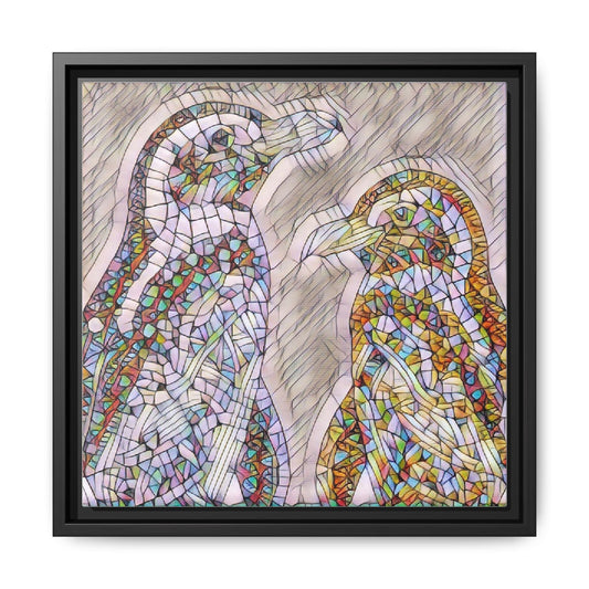 Stained Glass-Style Penguin Art — Framed Matte Canvas Wall Art