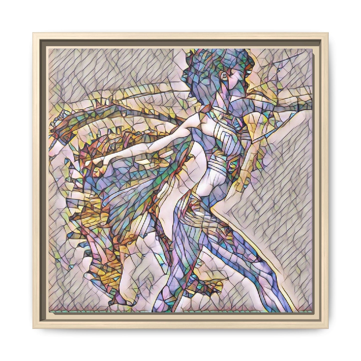 Abstract Stained-Glass Dancer Framed Canvas Art