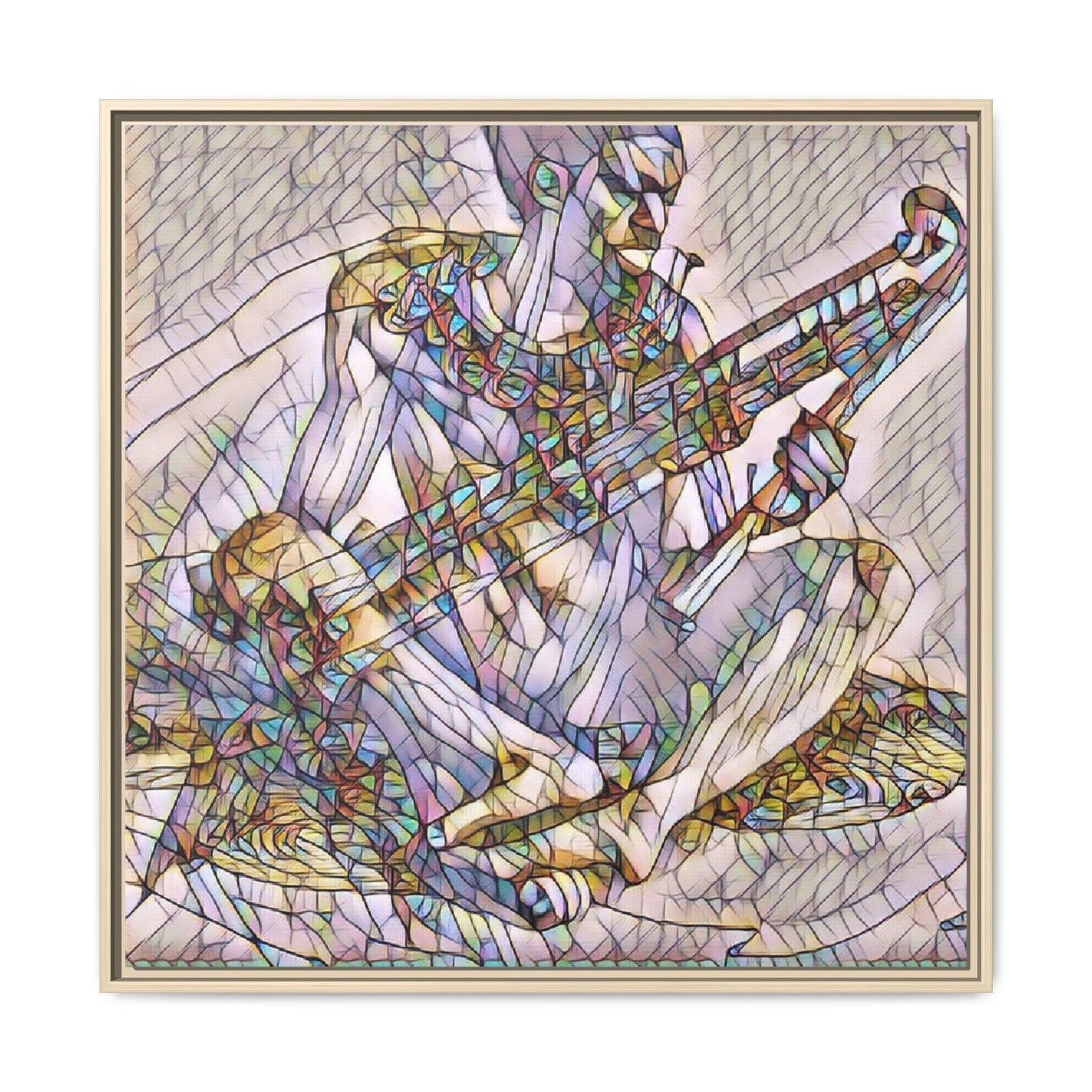 Framed Abstract Musician Canvas Art — Multicolor Modern Wall Decor