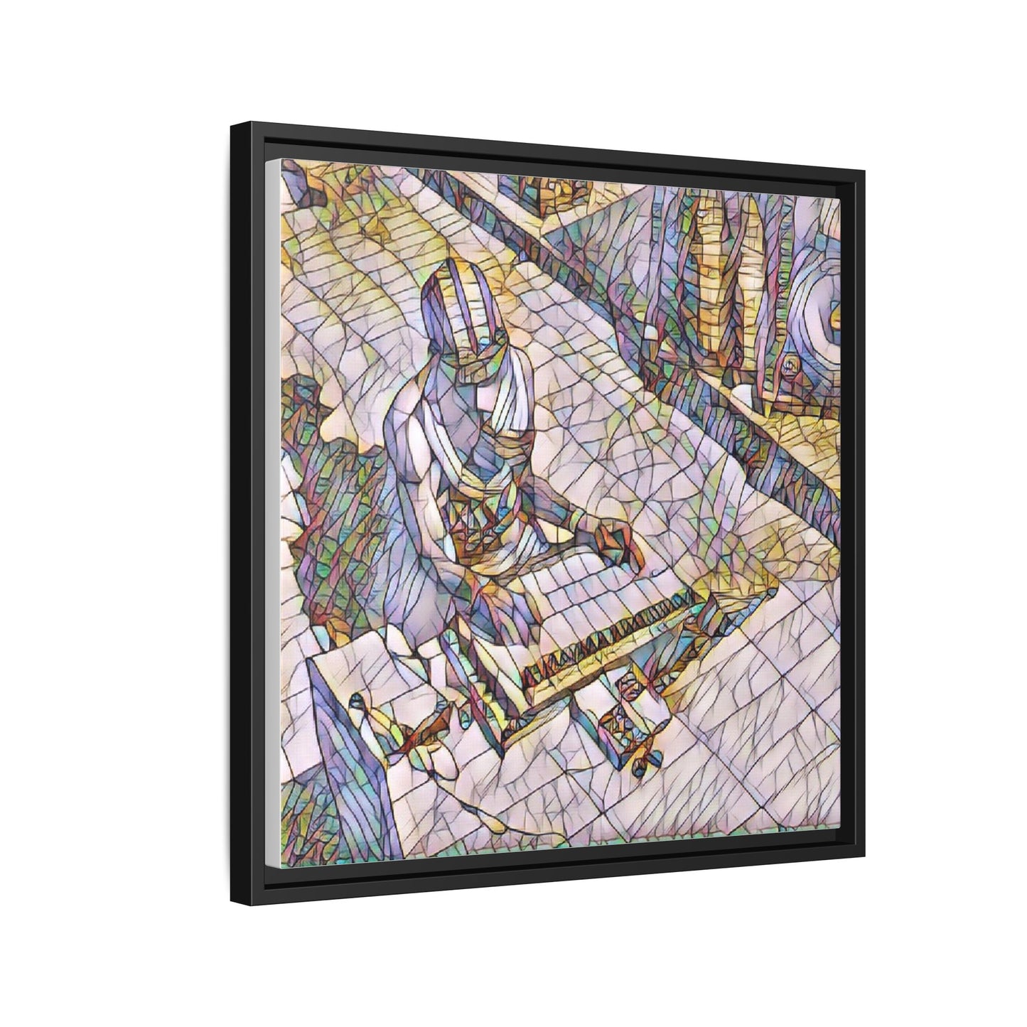 Abstract DJ Skateboarder Matte Framed Canvas – Colorful Urban Music Art Print
