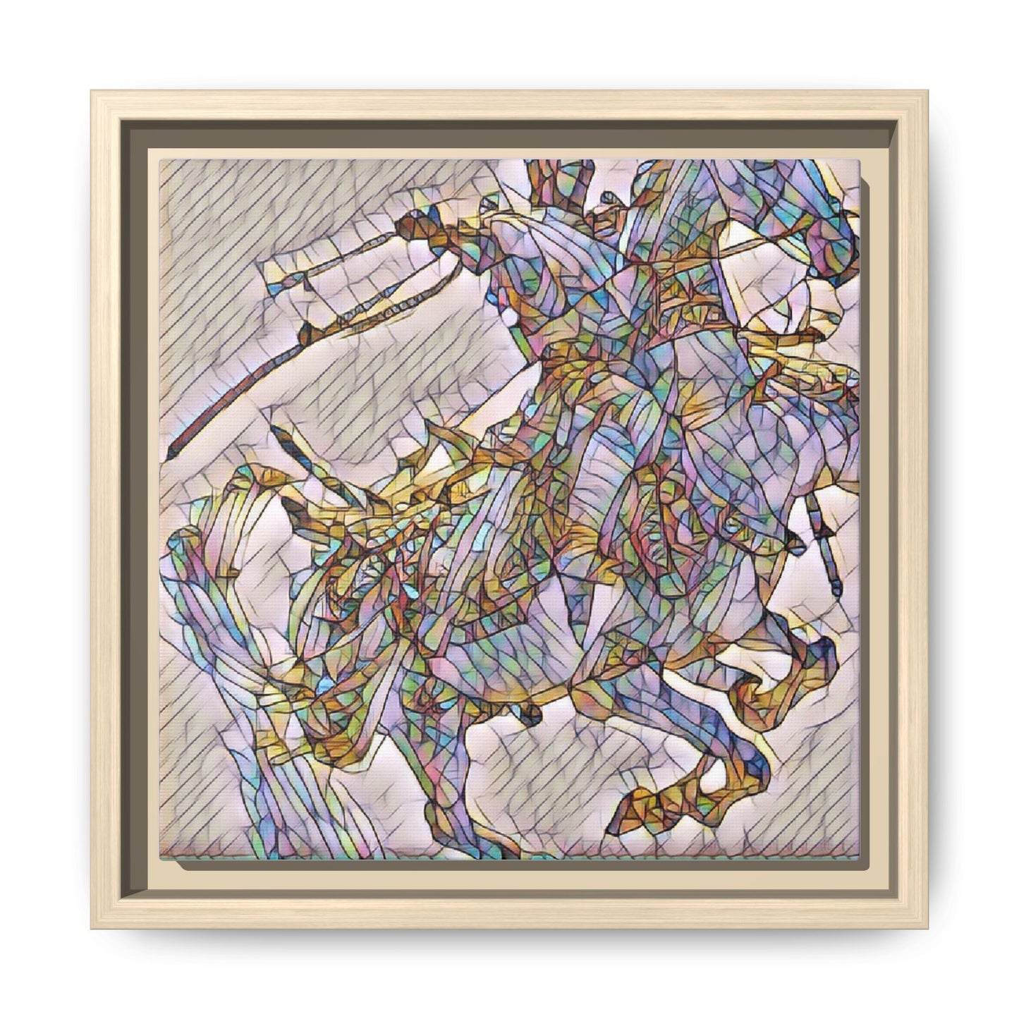 Framed Abstract Stained-Glass Horse Canvas