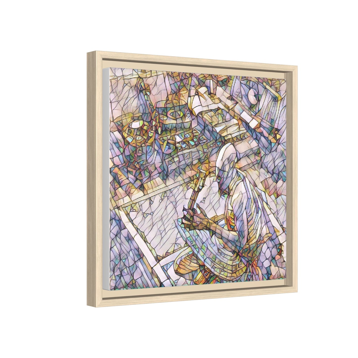Stained-Glass DJ Matte Canvas Print (Framed) — Colorful Music Room Wall Art