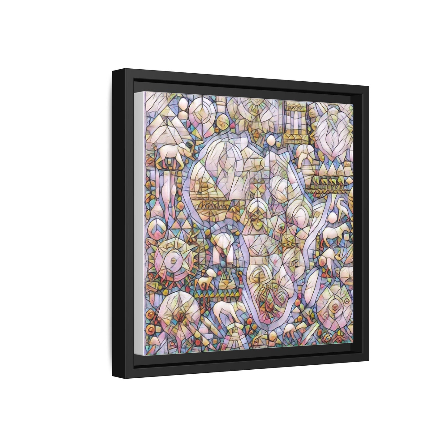 Abstract Stained-Glass Style Framed Canvas Print