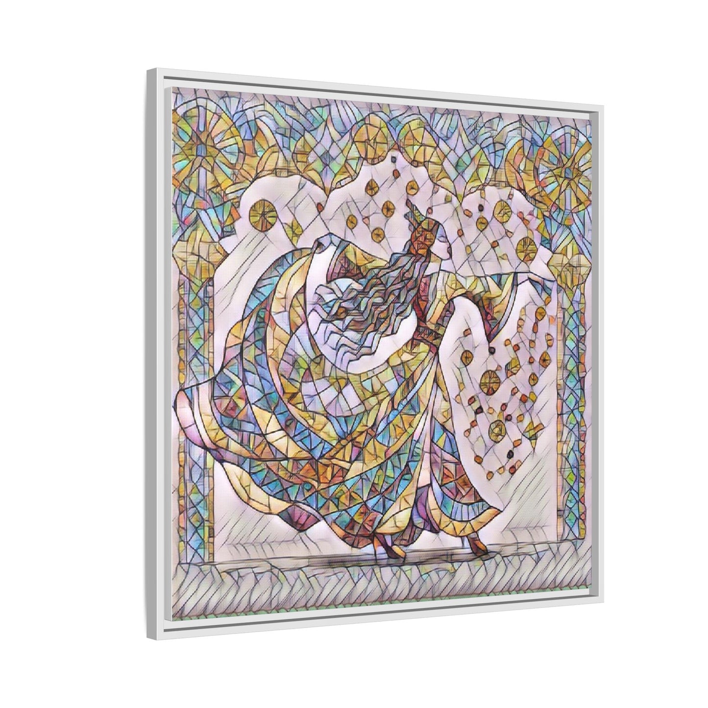 Stained Glass Dancing Dervish Framed Canvas Art