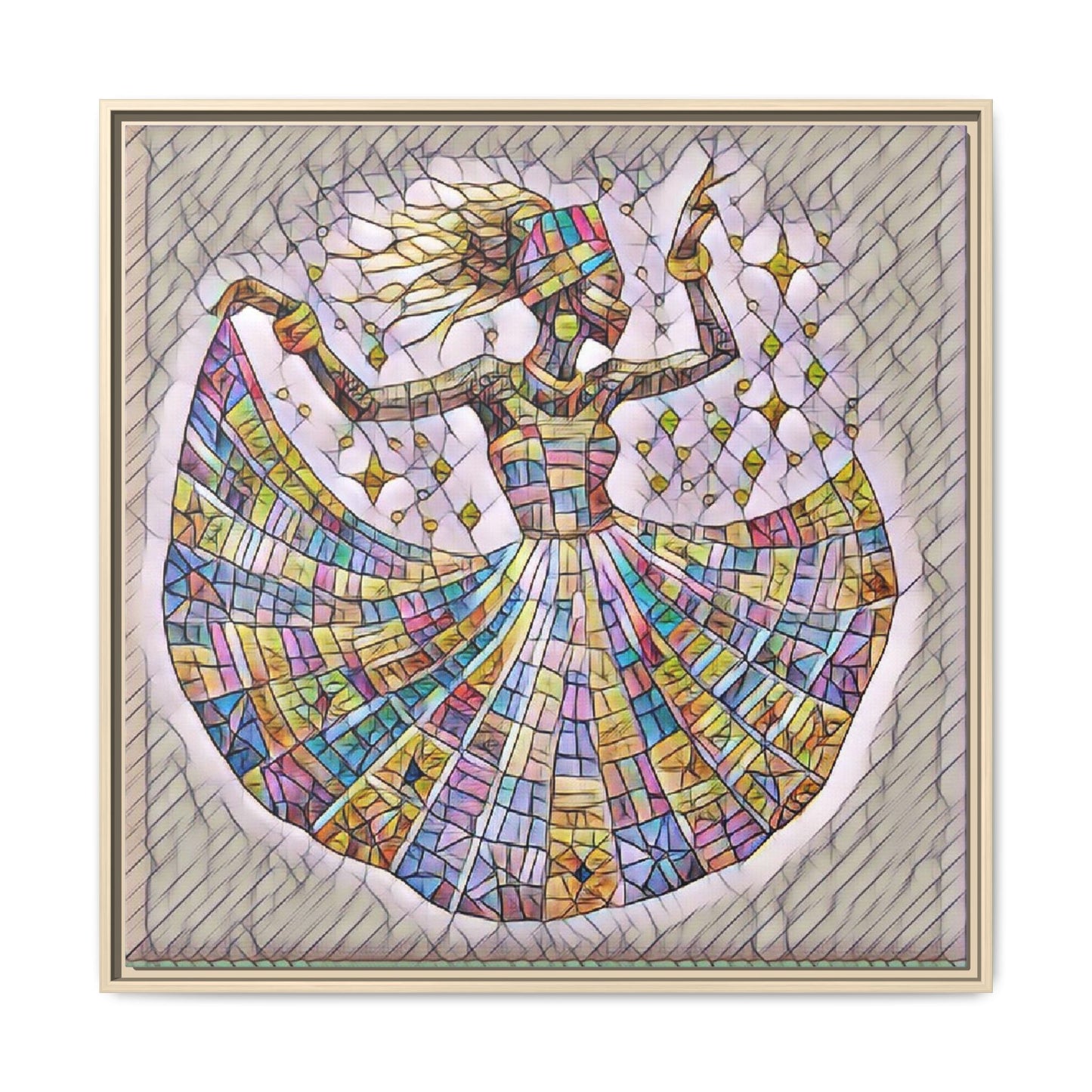 Colorful Mosaic Dance Framed Canvas Art