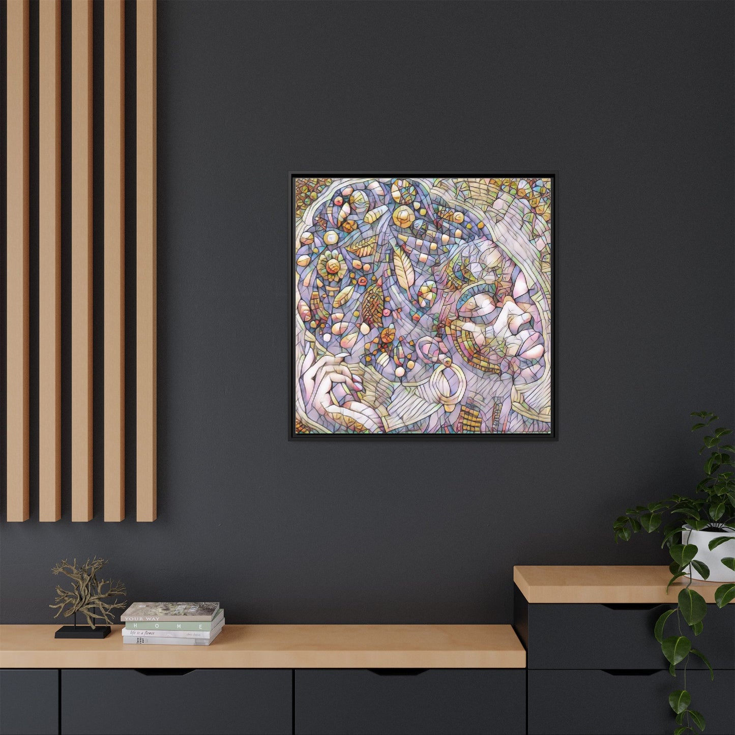Bohemian Mosaic Woman Matte Canvas Framed Wall Art