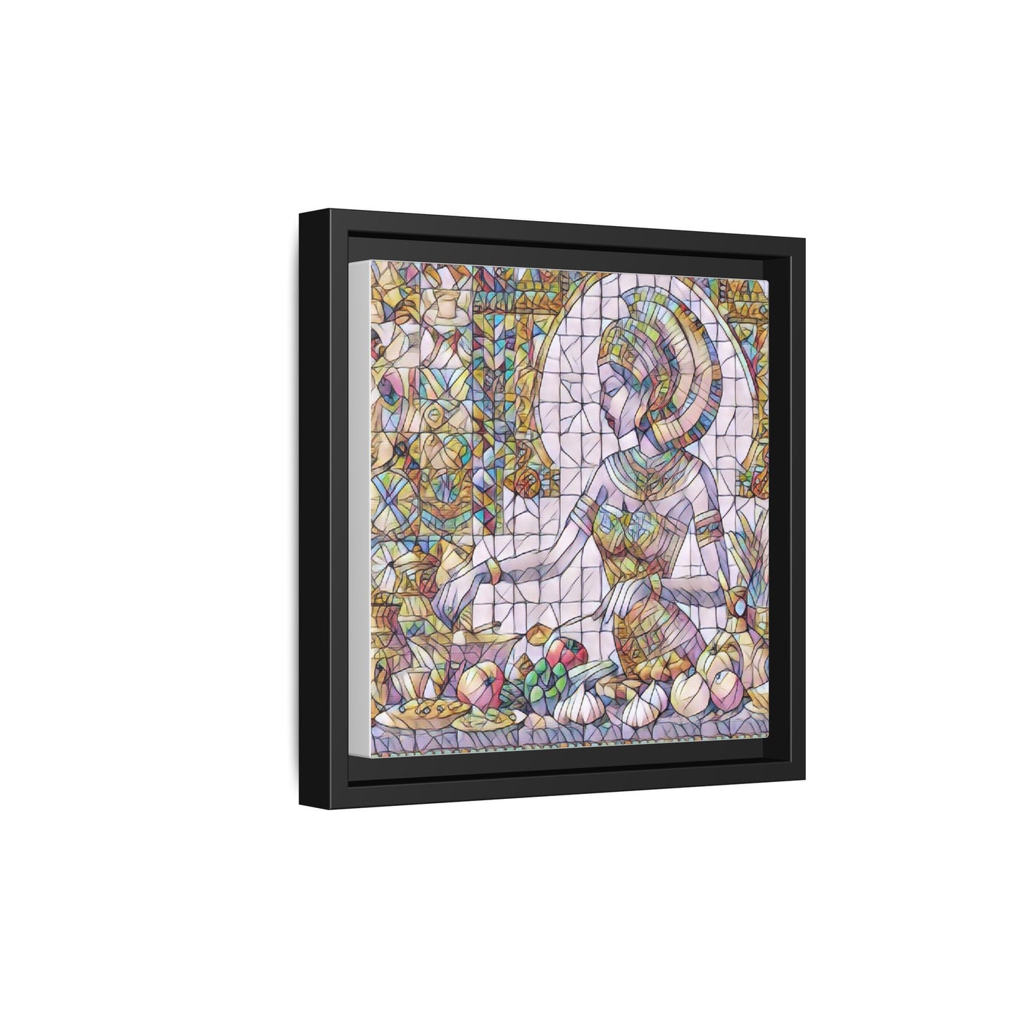 Egyptian Goddess Stained Glass Style Framed Canvas Art