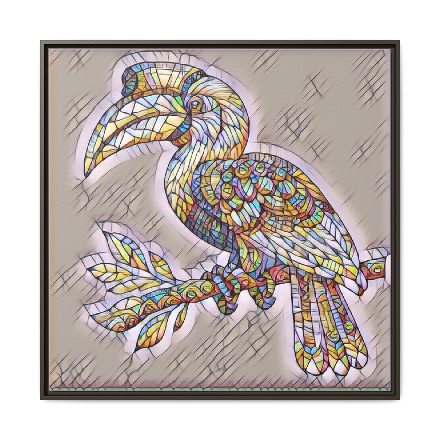 Colorful Stained Glass Toucan Matte Canvas Framed Wall Art