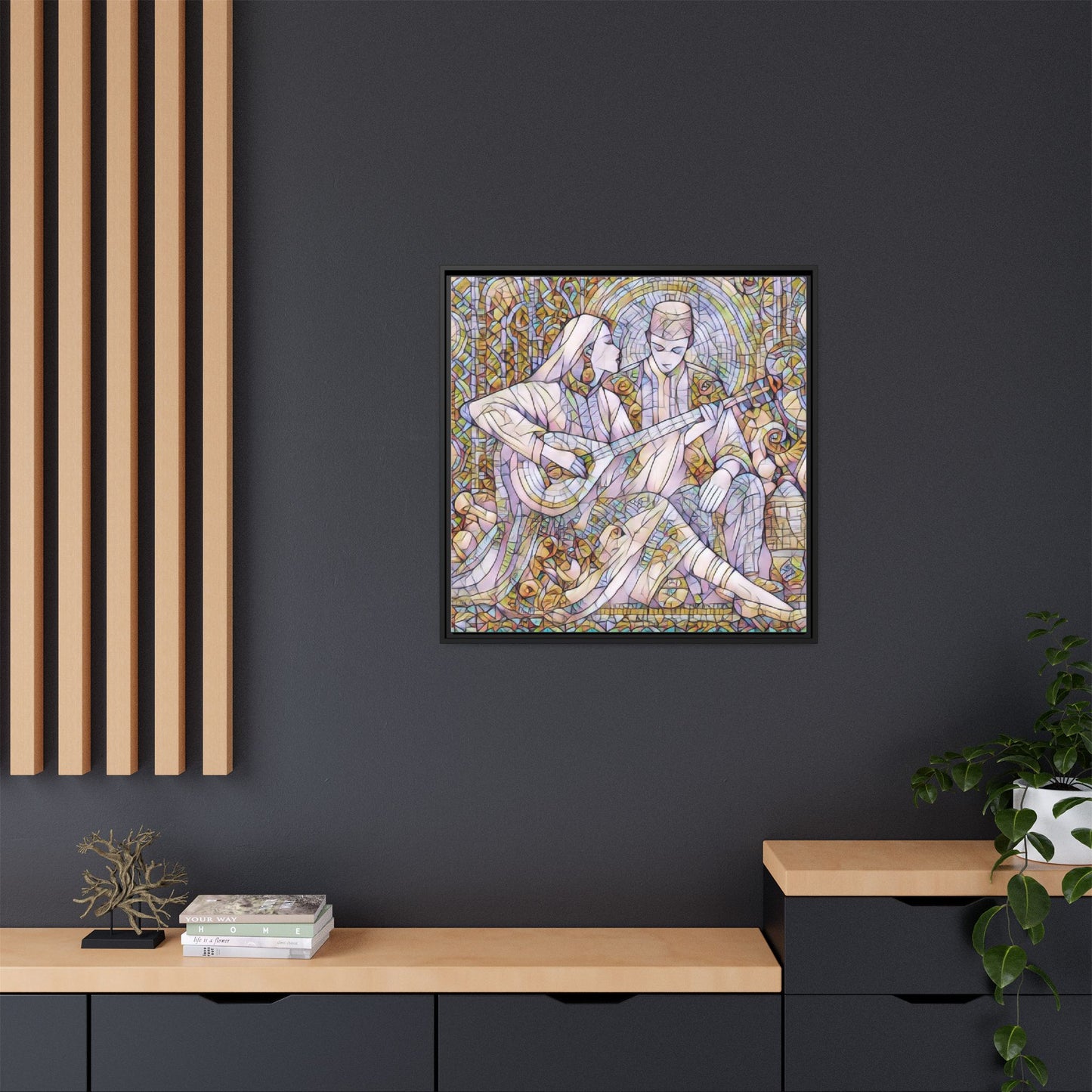 Love Song Serenade - Framed Canvas Wall Art | Guitar Player Romantic Print