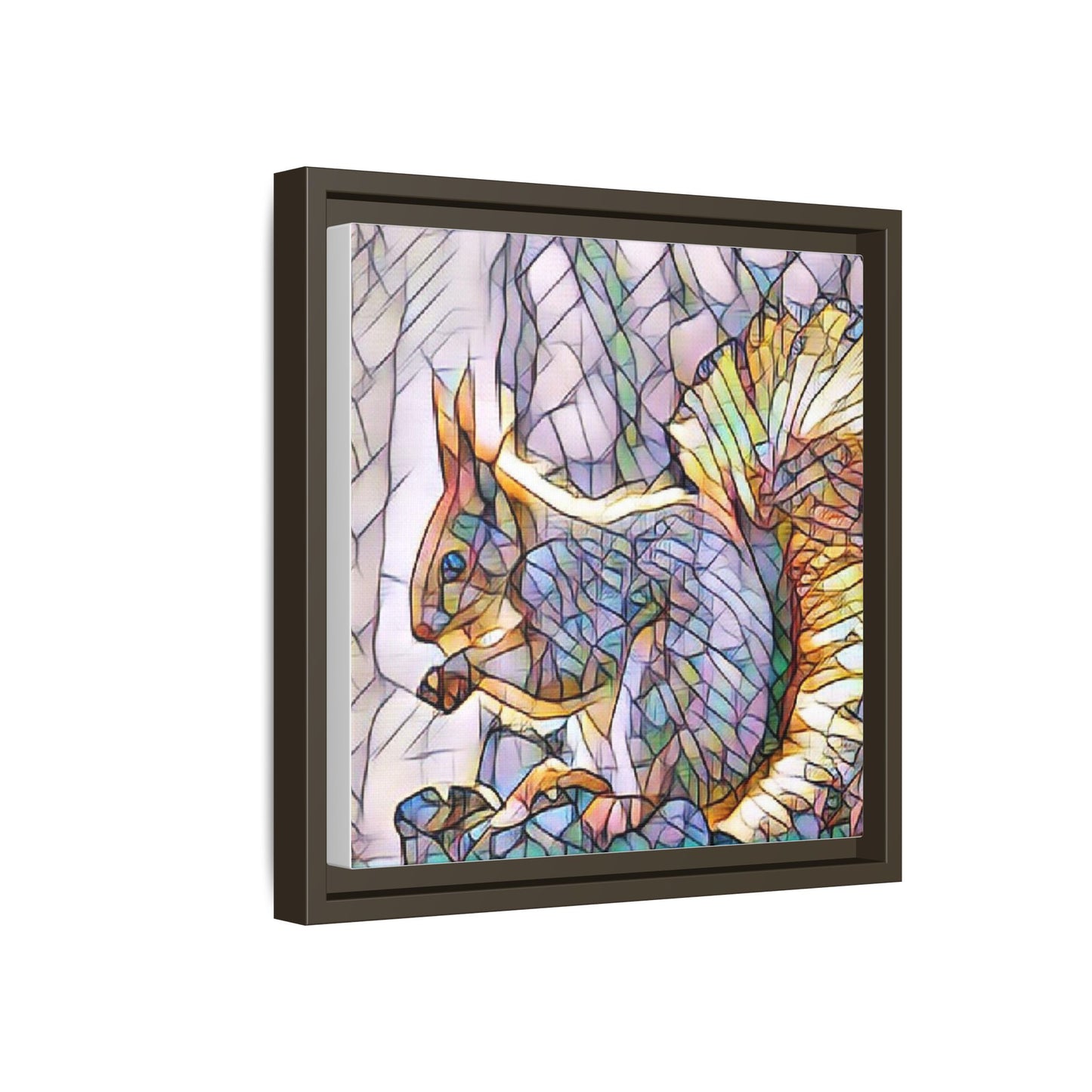 Framed Squirrel Mosaic Matte Canvas Wall Art