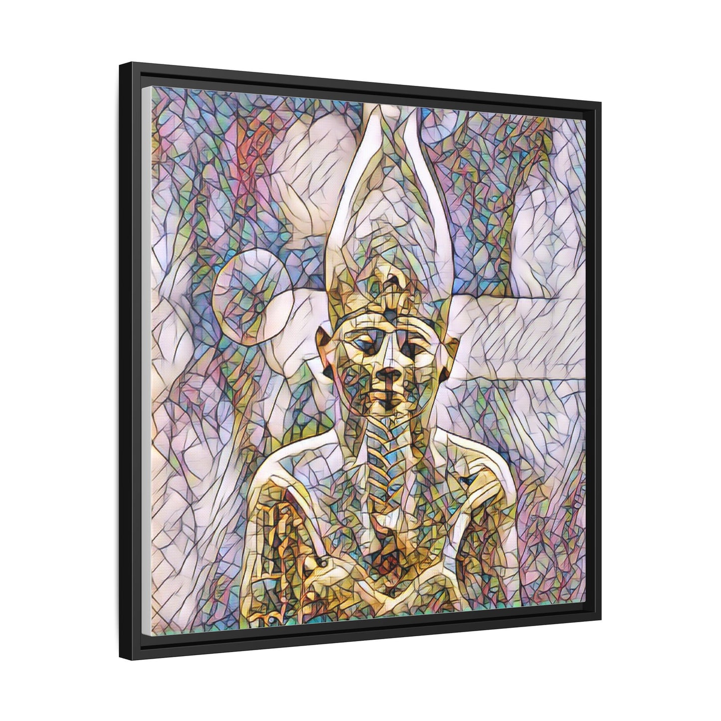 Egyptian Pharaoh Stained-Glass Style Matte Canvas Print, Framed