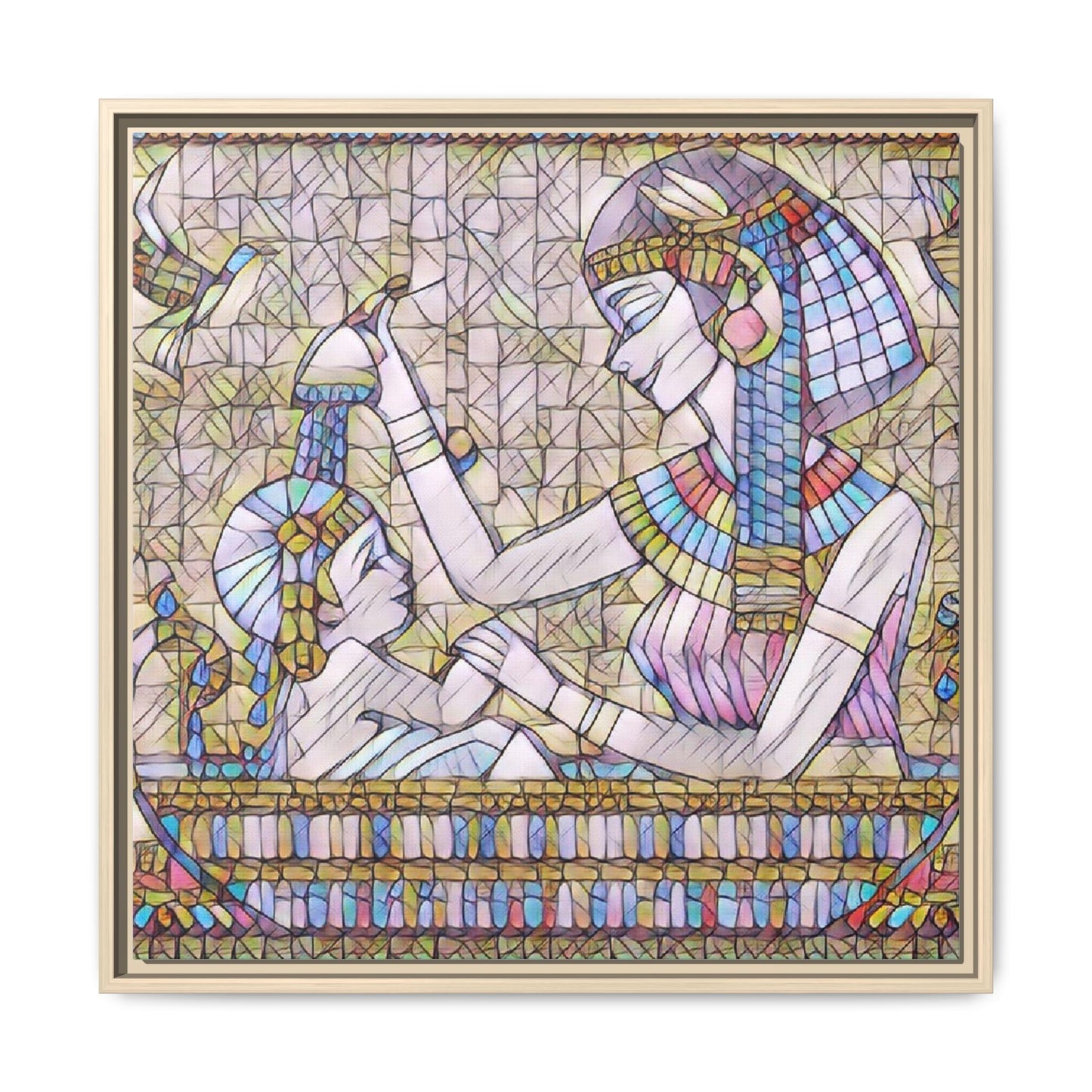 Egyptian Mosaic Mother & Child Framed Matte Canvas