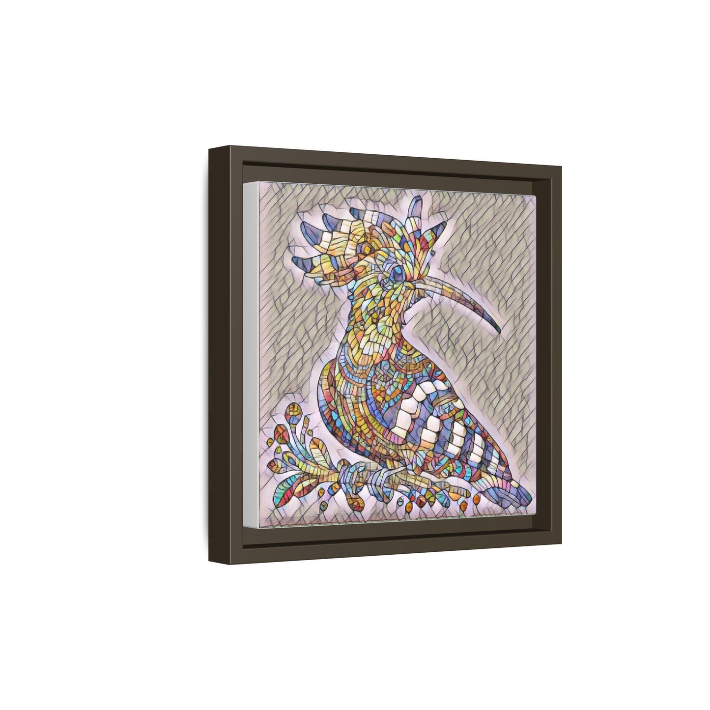 Colorful Mosaic Bird Matte Framed Canvas Wall Art