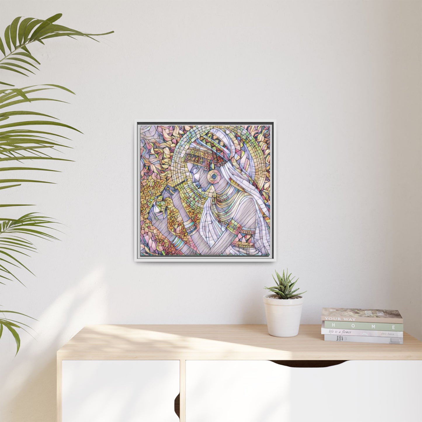 Egyptian Goddess Stained-Glass Matte Canvas (Framed)