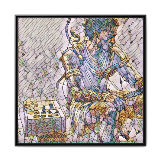 Framed Matte Canvas Art — Abstract Stained-Glass Chess Player