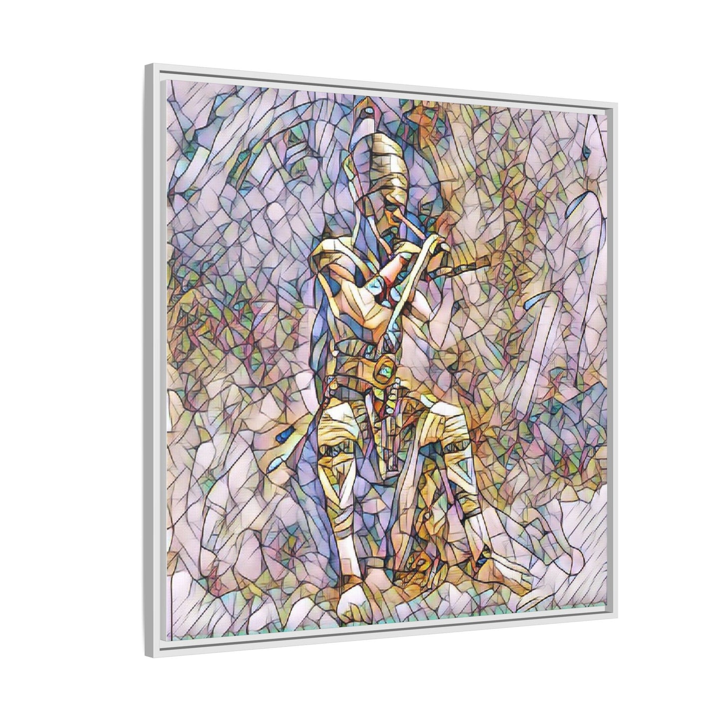 Framed Matte Canvas - Stained Glass Knight Artwork