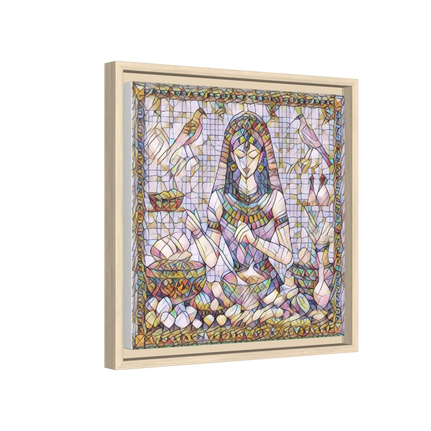 Egyptian Goddess Mosaic Framed Canvas Art