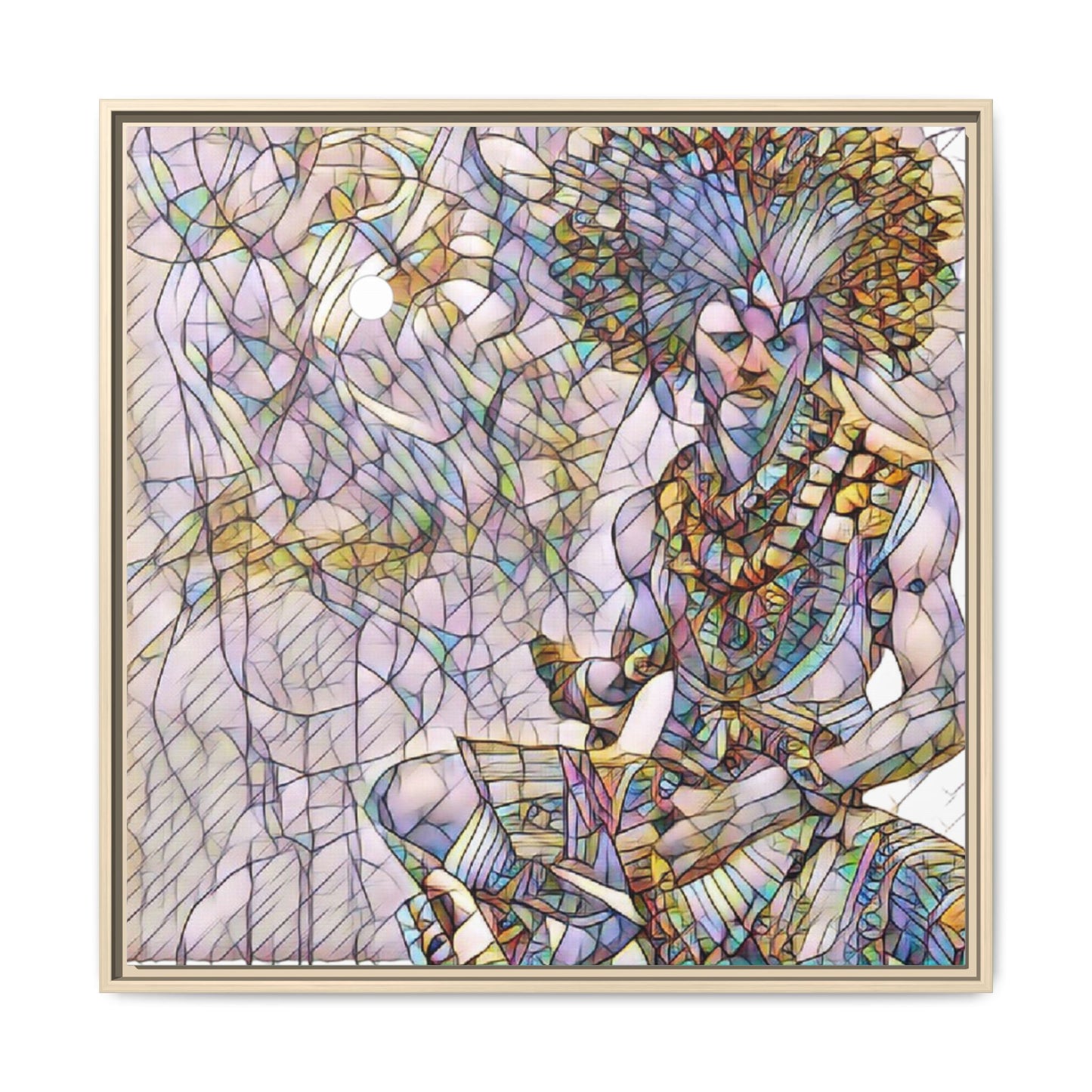 Framed Matte Canvas Art — Colorful Tribal Warrior Illustration