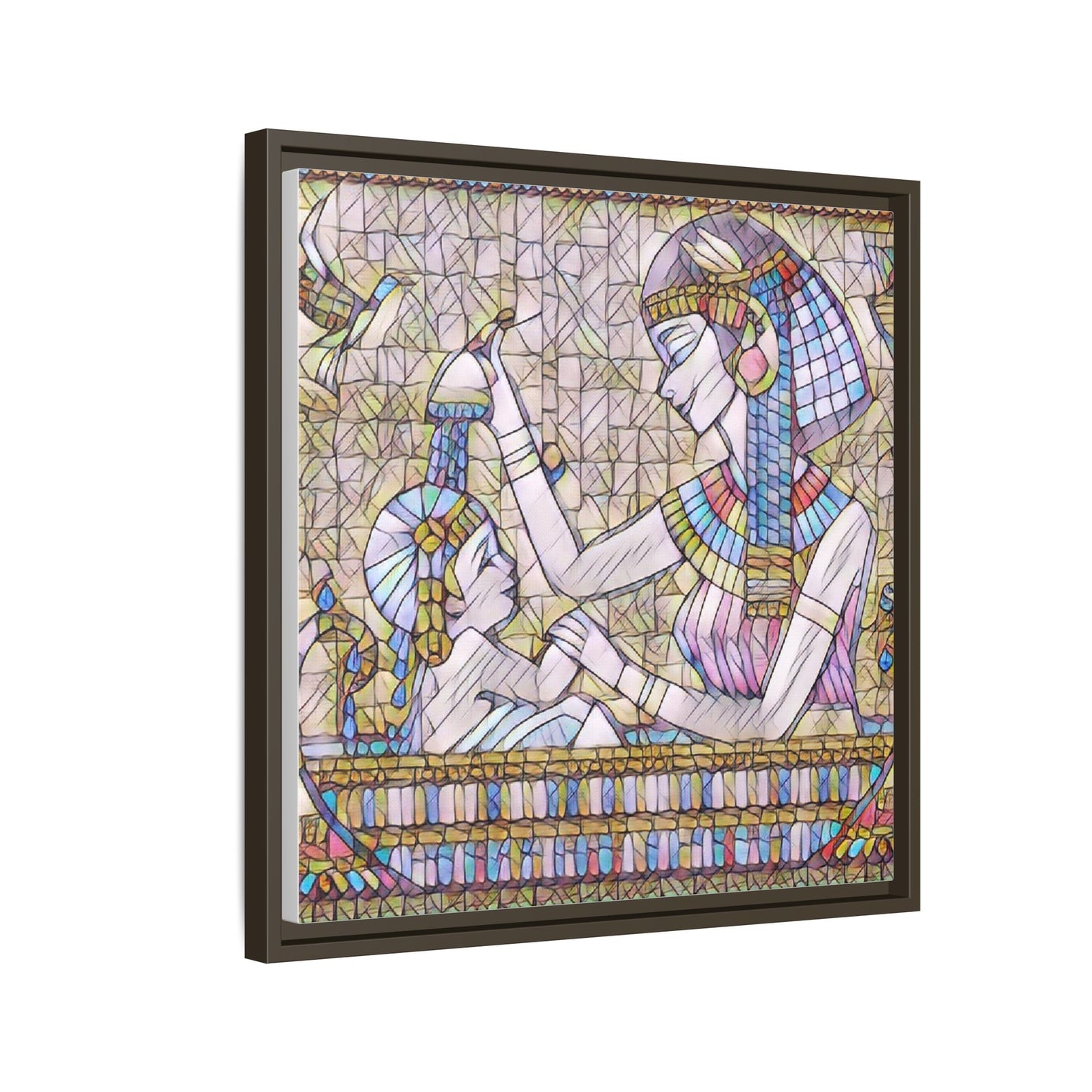 Egyptian Mosaic Mother & Child Framed Matte Canvas