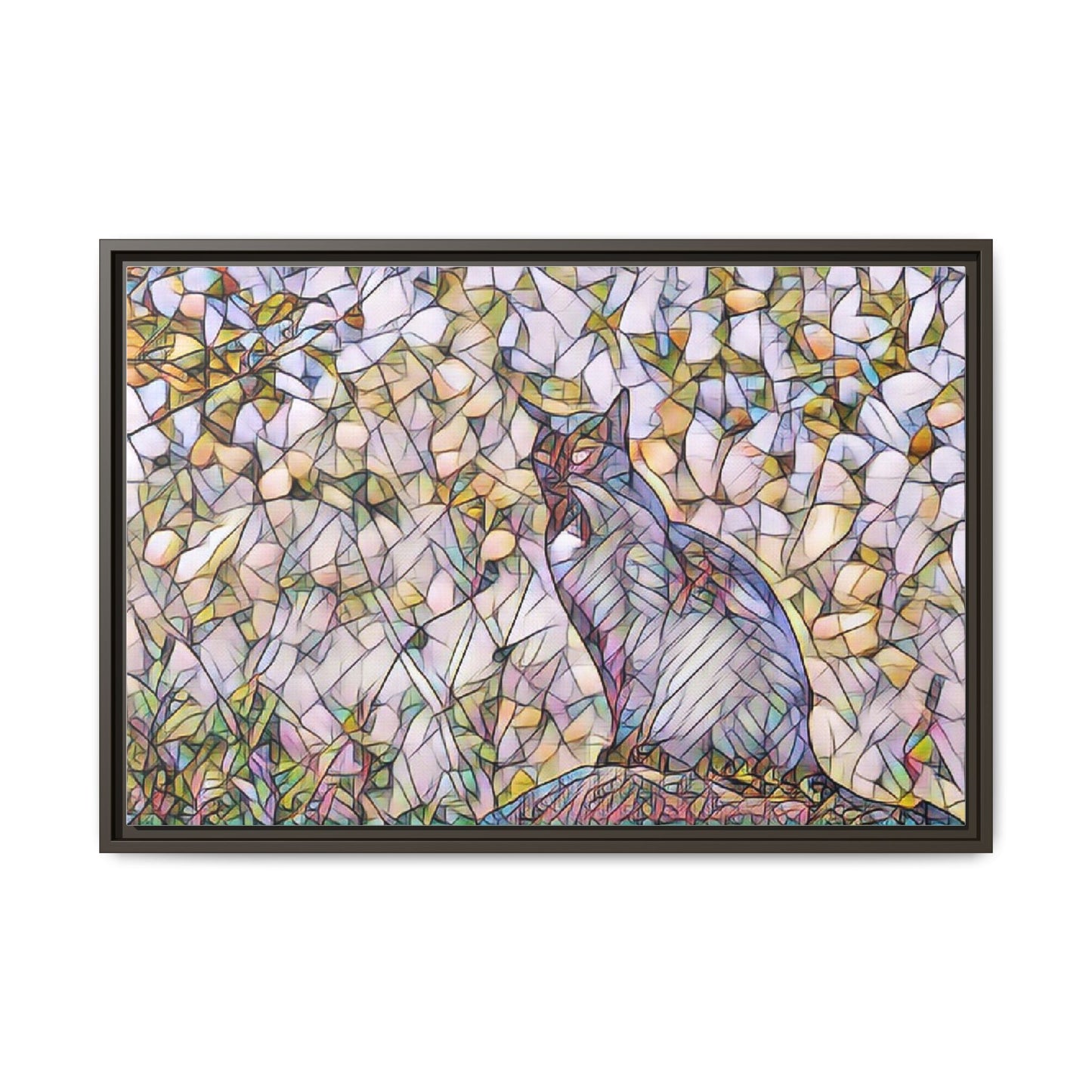 Framed Canvas Art - Stained Glass Heron Nature Print