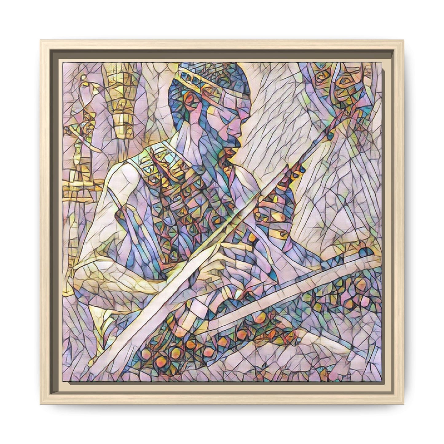 Framed Matte Canvas — Abstract Musician Stained-Glass Art Print