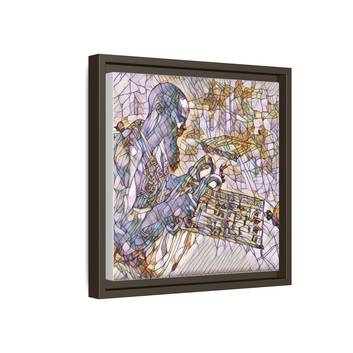 Framed Matte Canvas Art – Abstract Musician with Keyboard (Multi-Color)