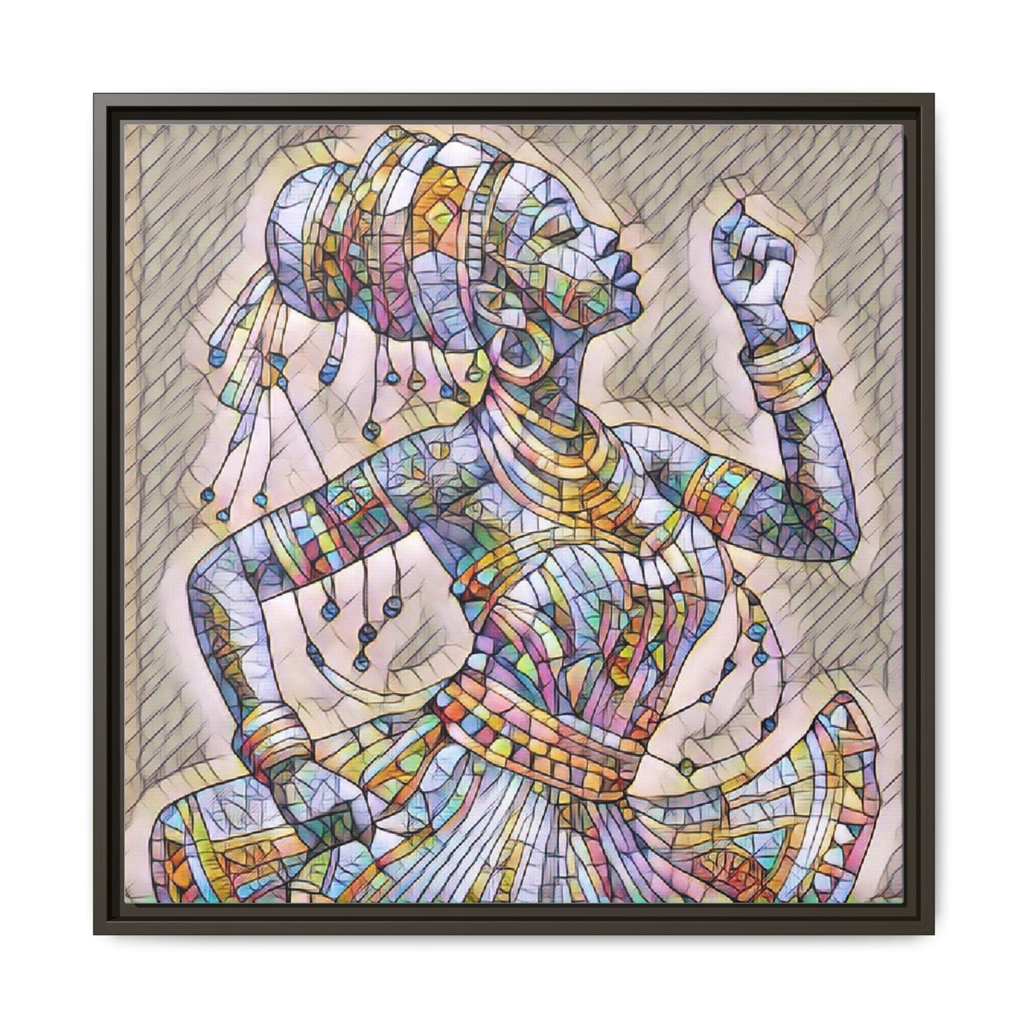 Framed Canvas Art — Colorful Mosaic Dancer