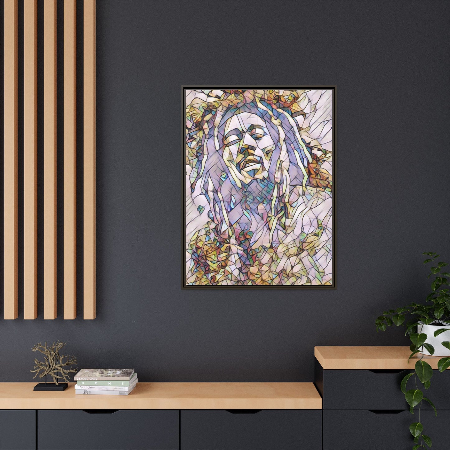 Abstract Multicolor Portrait Matte Canvas Framed Wall Art