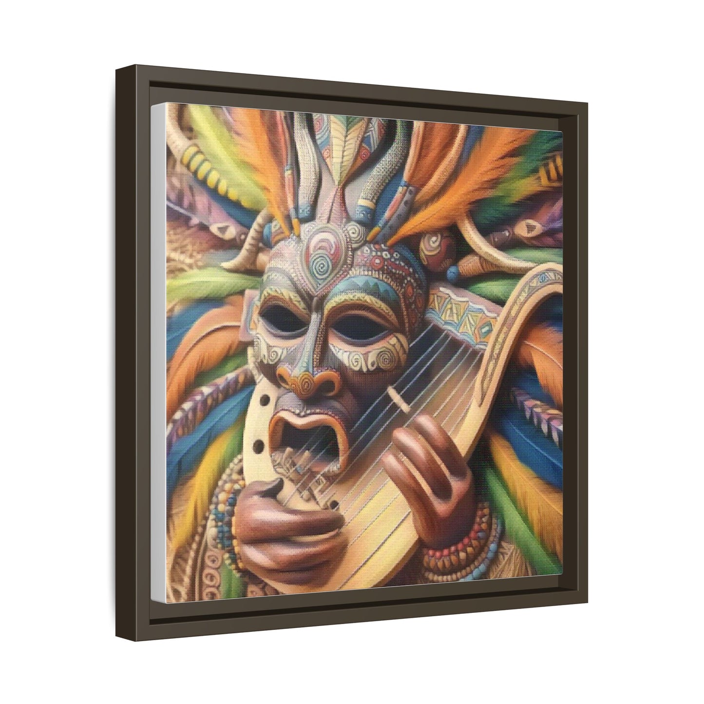 Colorful Tribal Mask Canvas — Framed Matte Wall Art