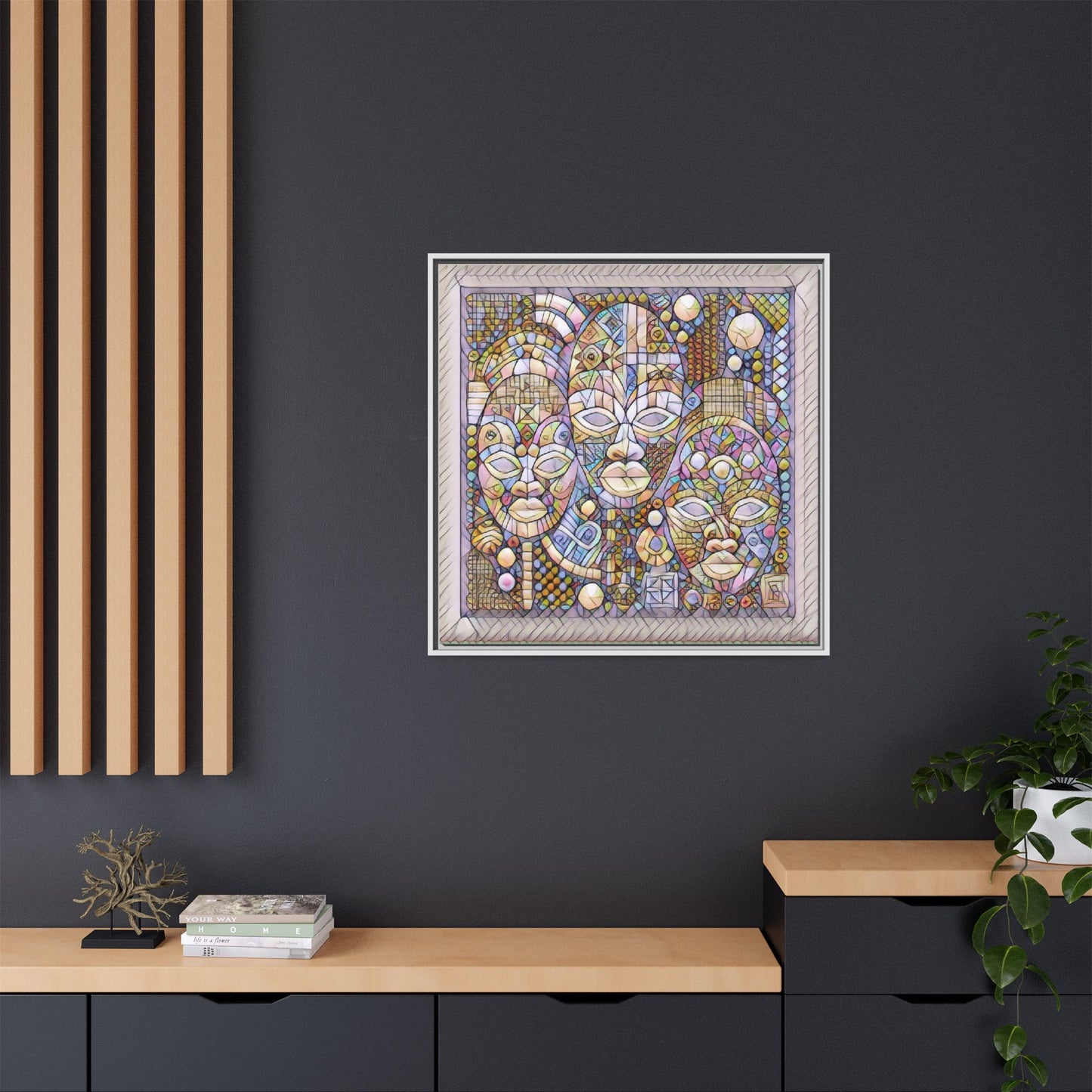 Abstract African Mask Art — Framed Matte Canvas Wall Art