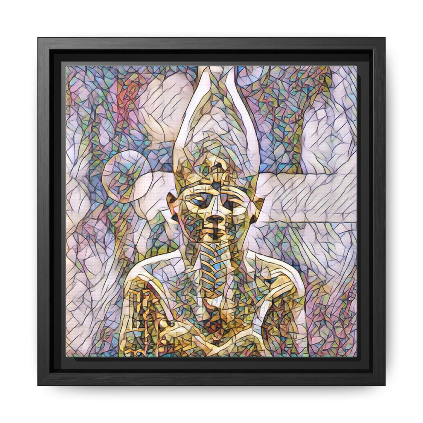 Egyptian Pharaoh Stained-Glass Style Matte Canvas Print, Framed