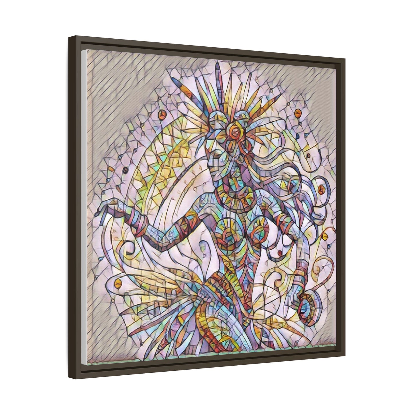 Colorful Mermaid Mosaic Framed Canvas Art — Boho Ocean Wall Decor