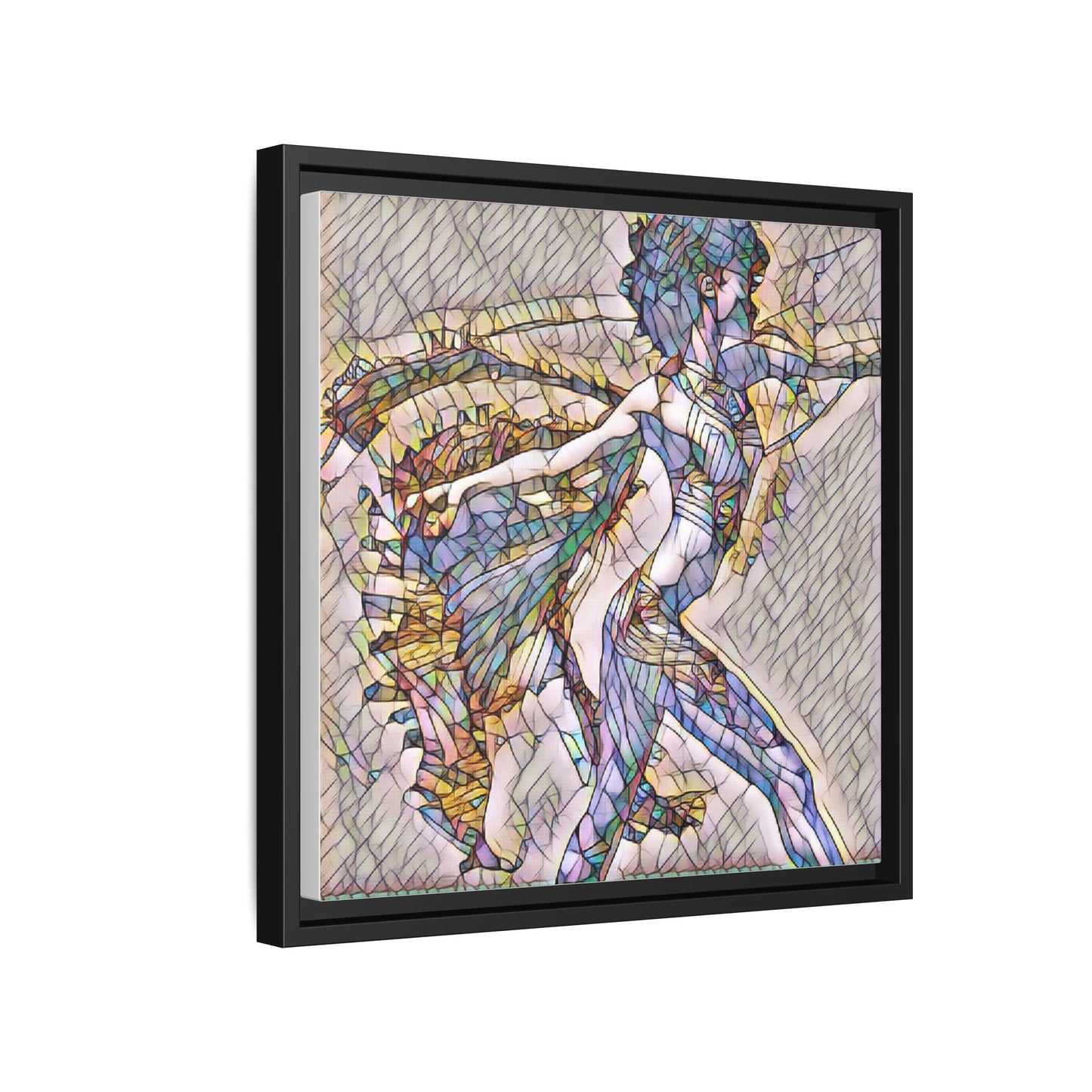 Abstract Stained-Glass Dancer Framed Canvas Art
