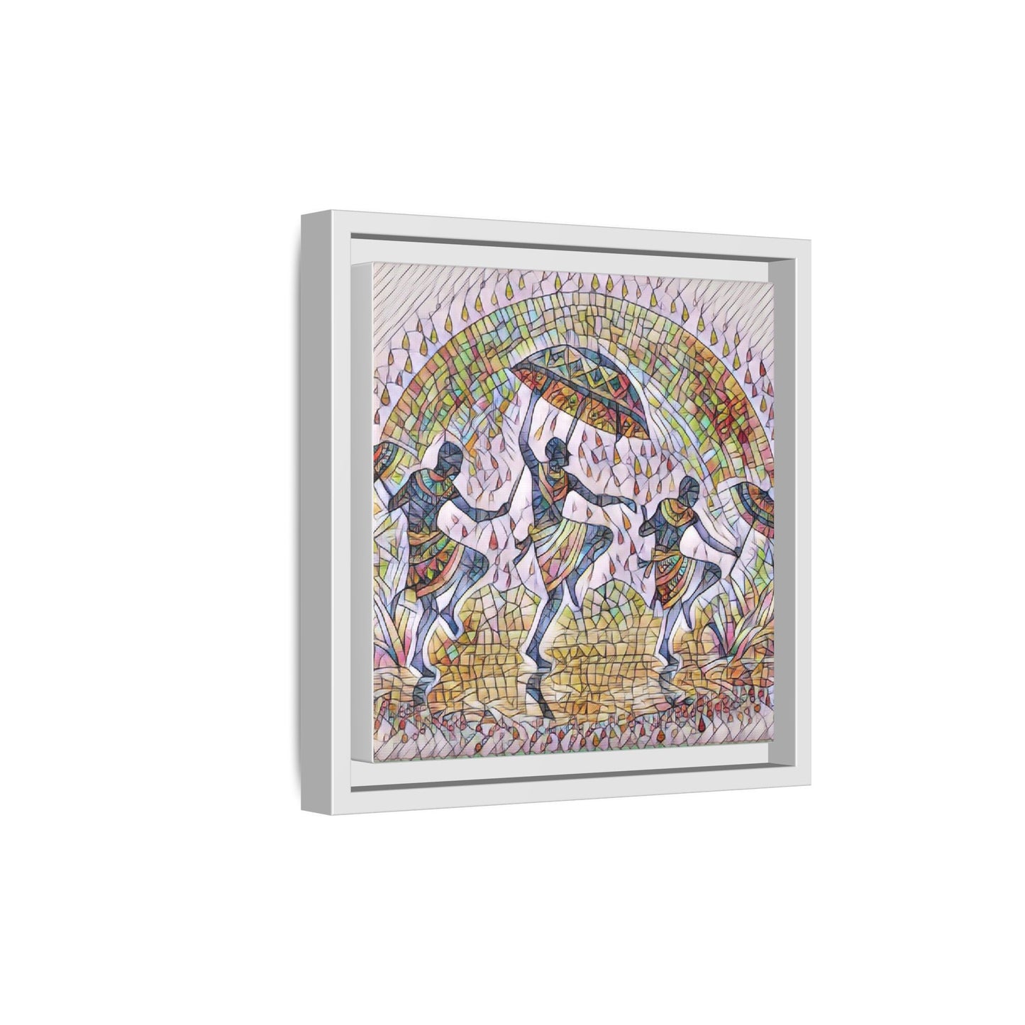 Framed Canvas Art — Colorful African Dance Mosaic