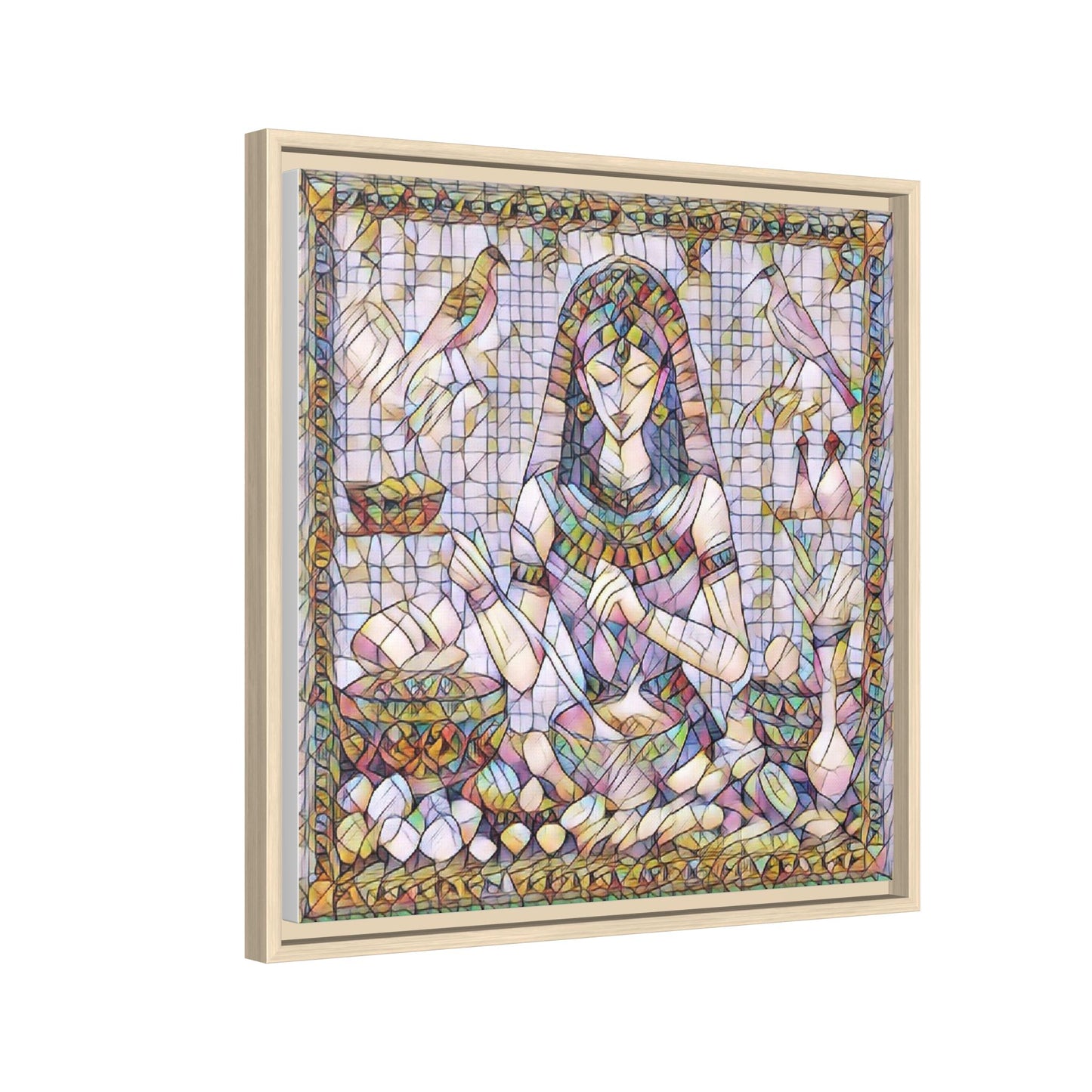 Egyptian Goddess Mosaic Framed Canvas Art