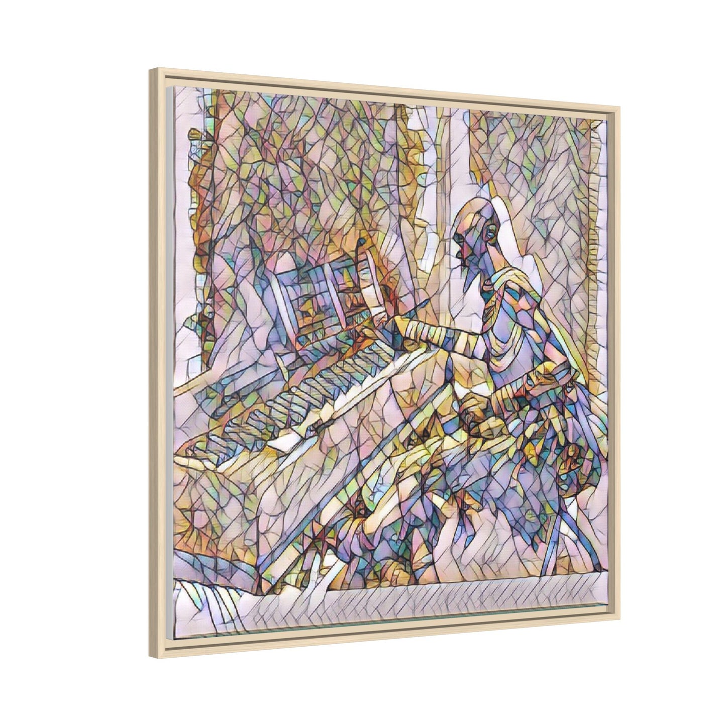 Framed Matte Canvas Art — Colorful Abstract Musician at Piano