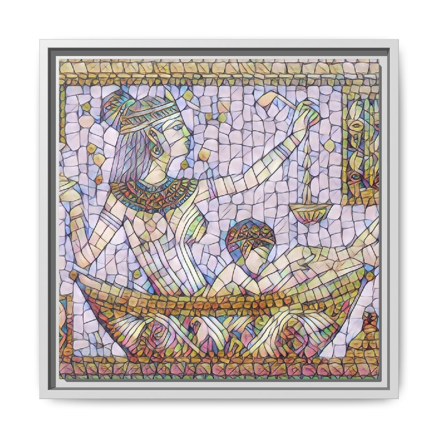 Egyptian Mosaic Goddess Matte Canvas Print (Framed)