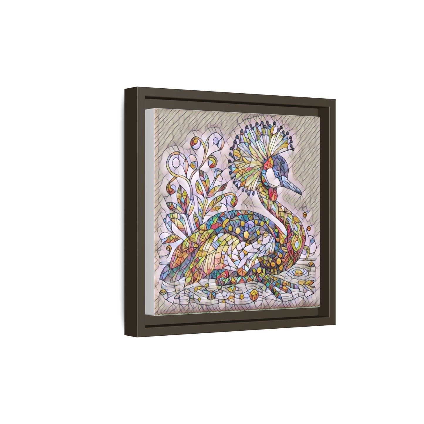 Colorful Peacock Mosaic Framed Canvas Art